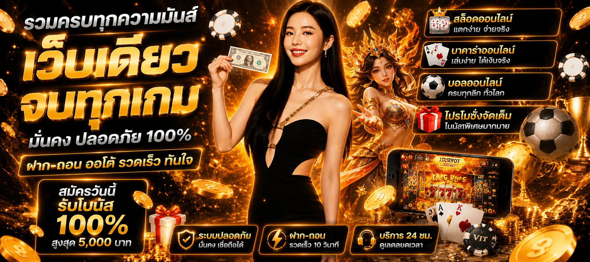 ภาพรวมบริการคาสิโน สล็อต และกีฬา BAAN-HUB